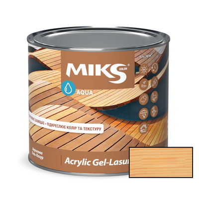 Акрилова гель-лазур для деревини Miks Color безбарвна 0.8л MG-11 фото