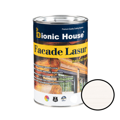Фасадна лазур з олією Bionic House Facade Lasur Білий (White) 1л BHFLWhite-1 фото