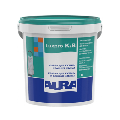 Влагостойкая краска Aura Luxpro K&B полуматовая 1л AKB-1 фото