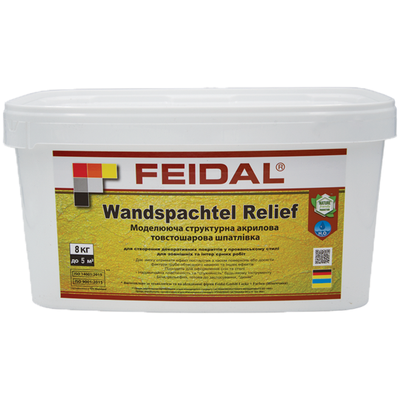 Структурна акрилова шпаклівка Feidal Wandspachtel Relief товстошарова 8кг FWR8 фото