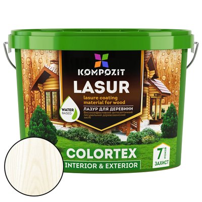 Лазур для деревини Kompozit Colortex біла 0.9л KC-1B фото