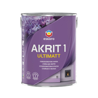 Краска для потолка Eskaro Akrit 1 Ultimatt глубокоматовая 0.85л EA1-1 фото