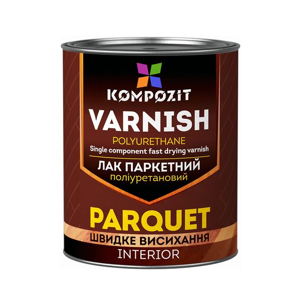Поліуретановий лак для паркету Kompozit Parquet Varnish шовковисто-матовий 0.7л KPV-1 фото