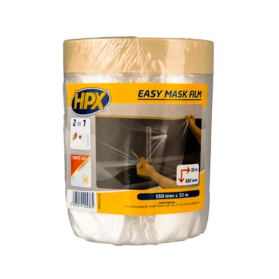 Укривочна плівка з малярною стрічкою HPX Easy Mask Film 550мм х 33м PM5533 фото