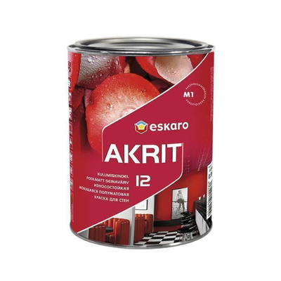 Износостойкая краска для стен Eskaro Akrit 12 полуматовая 0.95л EA12-1 фото