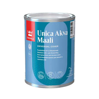 Універсальна акрилова емаль Tikkurila Unica Akva біла 0.9л TUA09 фото