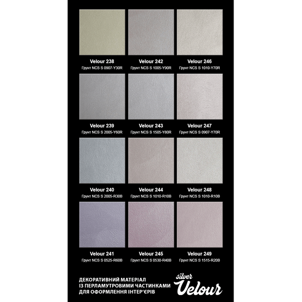 Декоративный материал с перламутровыми частицами Aura Velour Silver 1л Е0000000517 фото