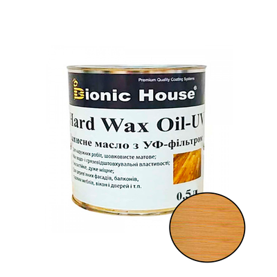 Масло для дерева із твердим воском Bionic House Hard Wax Oil - UV прозорий 0.5л BHWUV-1 фото