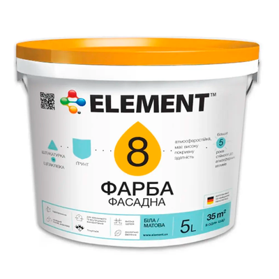 Фасадна фарба Element 8 матова 5л E8-5 фото