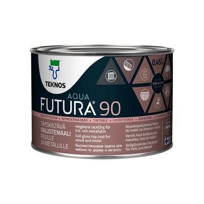 Універсальна фарба Teknos Futura Aqua 90 глянсова 0,45л TFA901 фото