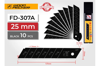 Лезвия для ножа 25 мм Woodpecker FD-307A черные FD-307A фото