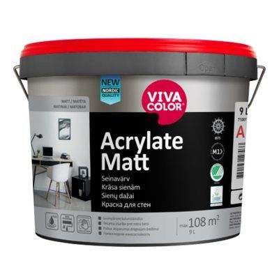 Інтер'єрна акрилатна фарба VivaColor Acrylate Matt матова 0.9л VC-11 фото