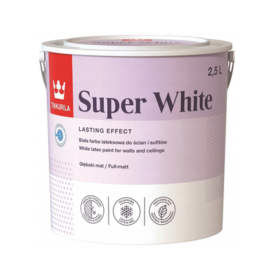 Глубокоматовая латексная краска Tikkurila Super White 2.5л TSW25 фото