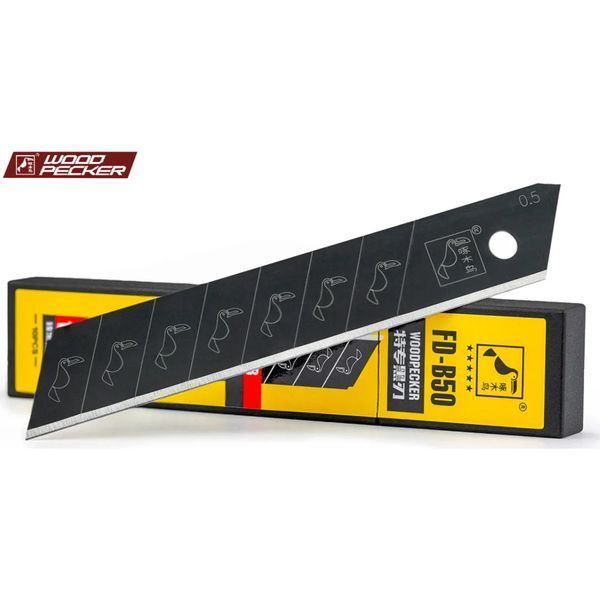 Леза для будівельного ножа 18 мм Woodpecker FD-B50 Premium чорні FD-B50 фото