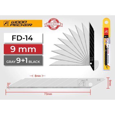Лезвия для ножа 9 мм 30&deg; Woodpecker FD-14 серые FD-14 фото