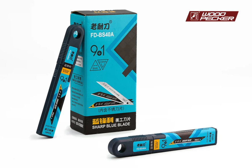 Леза для будівельного ножа 9 мм чорні нержавіючі 30&deg; Woodpecker FD-BS40A FD-BS40A фото