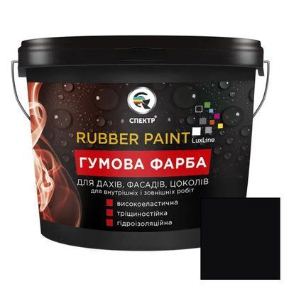 Гумова фарба Спектр Rubber Paint RAL 9005 чорна 12кг RP-900512 фото